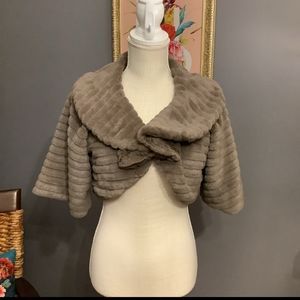 Beautiful Faux Fur & Satin shrug- PERFECT over your Christmas party gown!